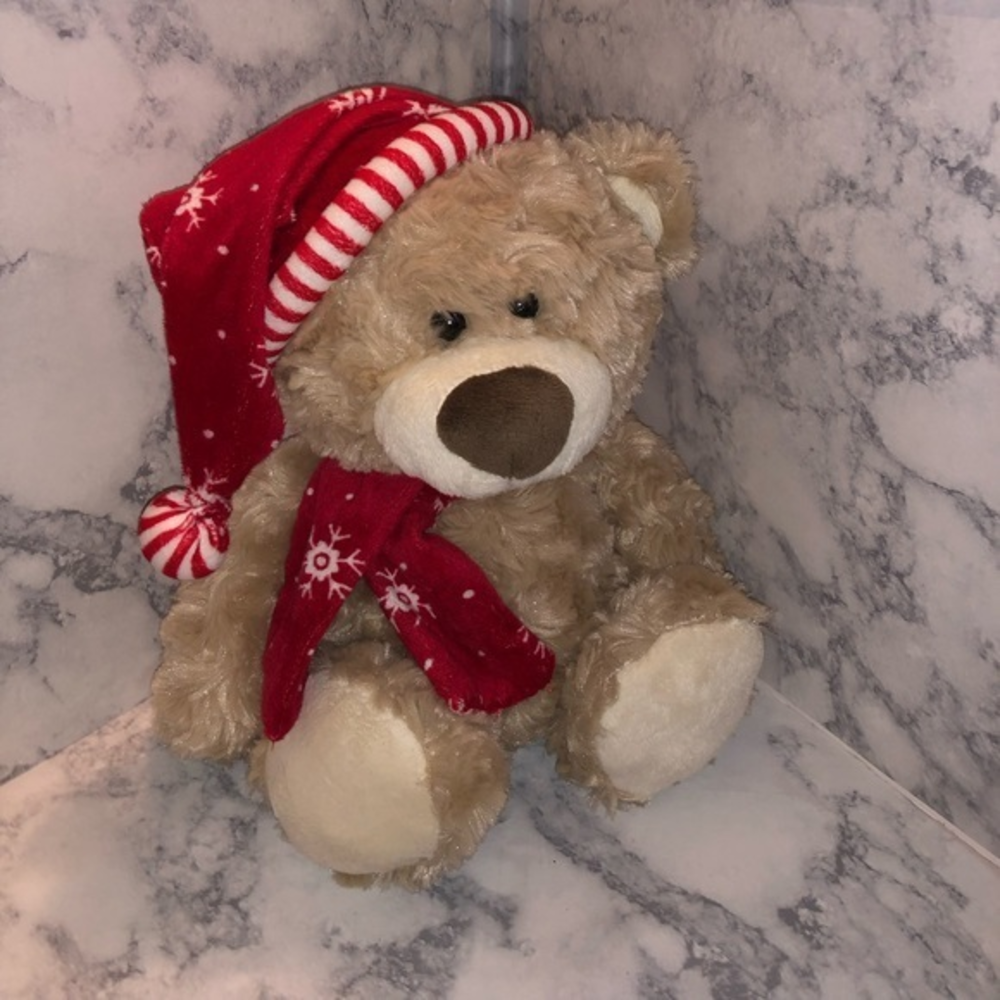 Extra soft Christmas‎ bear with scarf and hat